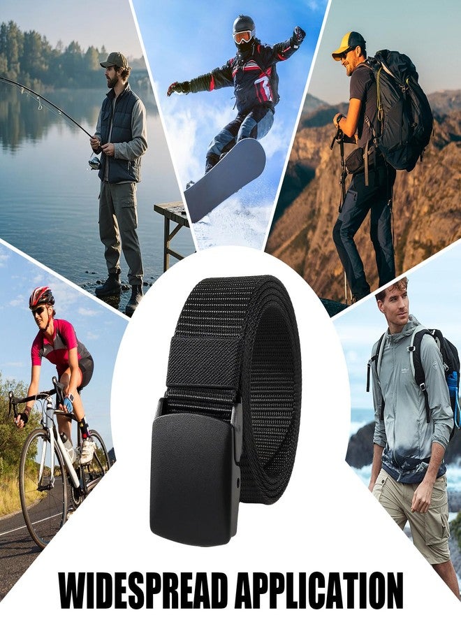 Ryetvok Durable Web Belt For Men, 2-Pack Black Canvas Military Belt With Safe Buckle, Adjustable Hiking Belt, 47.6Inch Metal-Free Cloth Belt For Outdoor & Daily Use - Image 5
